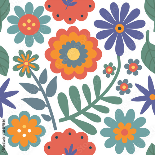 Seamless flowers pattern . Abstract wildflowers on white background. style for banners, wallpaper, posters, websites, online shopping.Vector illustration design.