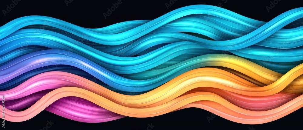 Colorful waves representing fluidity and efficiency in fiber optic technology Colorful waves representing fluidity and efficiency in fiber optic technology