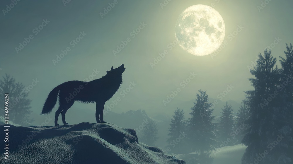 Lone Wolf Howling at the Winter Moon Lone Wolf Howling at the Winter Moon
