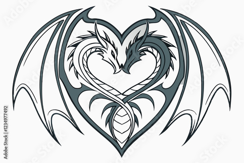 Metallic heart shape, tribal design, chrome finish, sharp edges, intricate details, symmetrical, gothic style, biomechanical elements, silver and blue tones, 3D rendering, fantasy art, tattoo-inspire