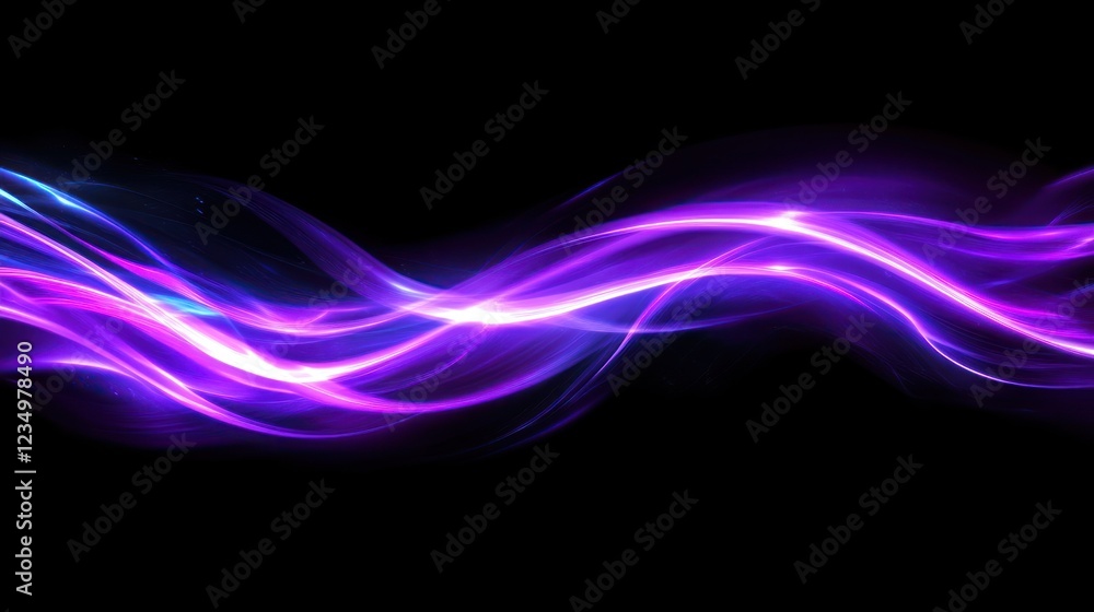 Naklejka premium Abstract Purple and Blue Light Waves Flowing Dynamically