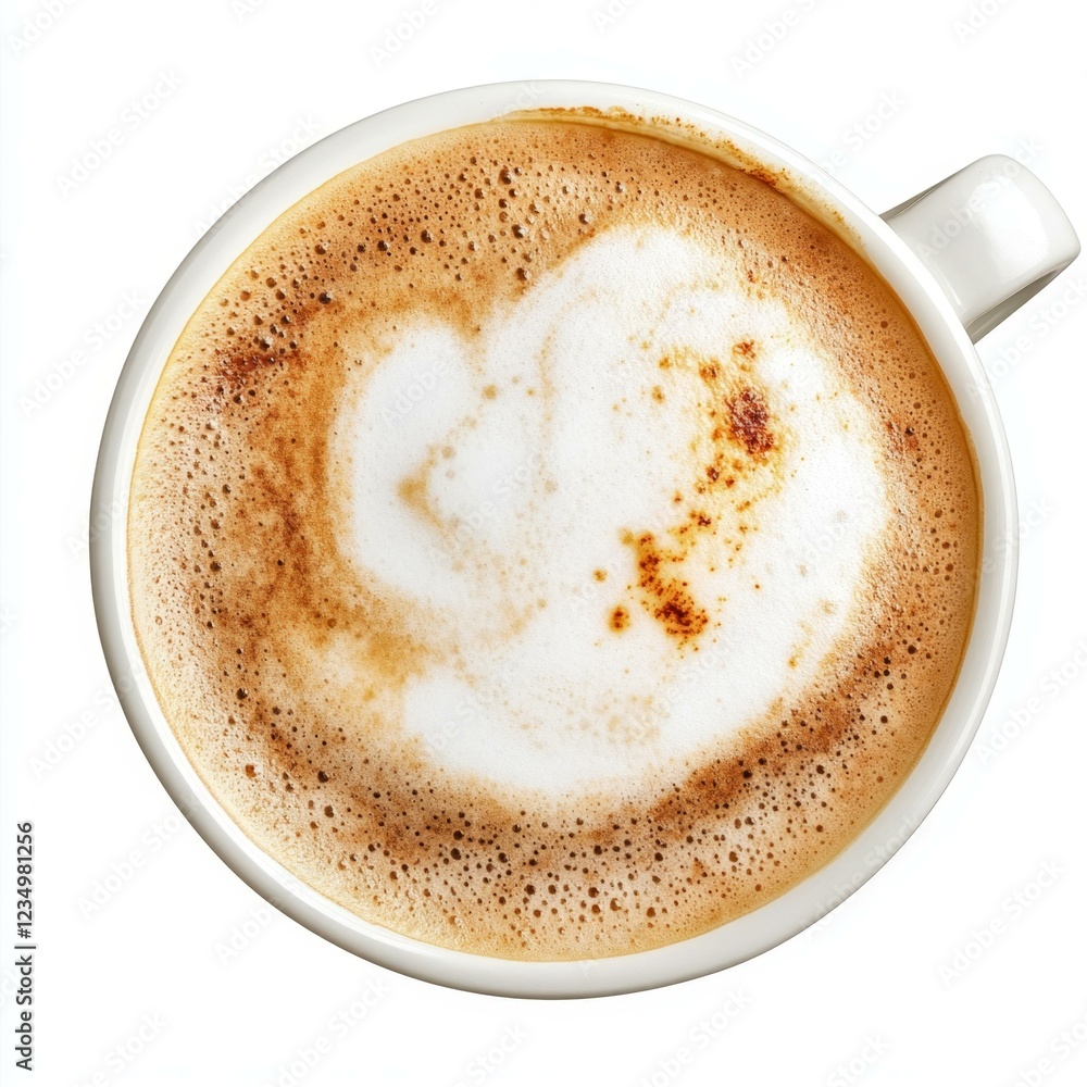 Steaming Coffee Cappuccino Beverage with Creamy Foamy Top View Close Up Detail Isolated Steaming Coffee Cappuccino Beverage with Creamy Foamy Top View Close Up Detail Isolated