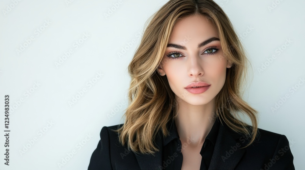 Attractive Woman With Blonde Hair Wearing A Black Blazer Attractive Woman With Blonde Hair Wearing A Black Blazer