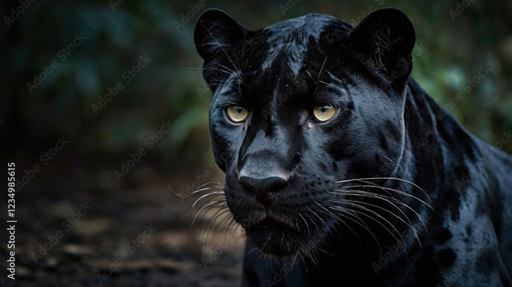 Obraz premium A portrait of a black panther, a wild cat with piercing eyes ai