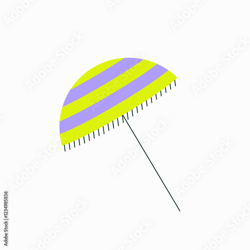 Beach Umbrella In Flat Vector Illustration Symbolizing Sun Protection, Summer Vacation, And Outdoor Relaxation, Isolated On White Background