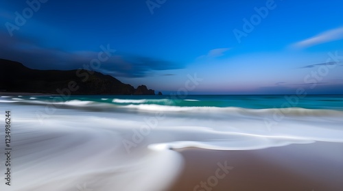 Beautiful Beach Landscape with Turquoise Water. Generative AI 