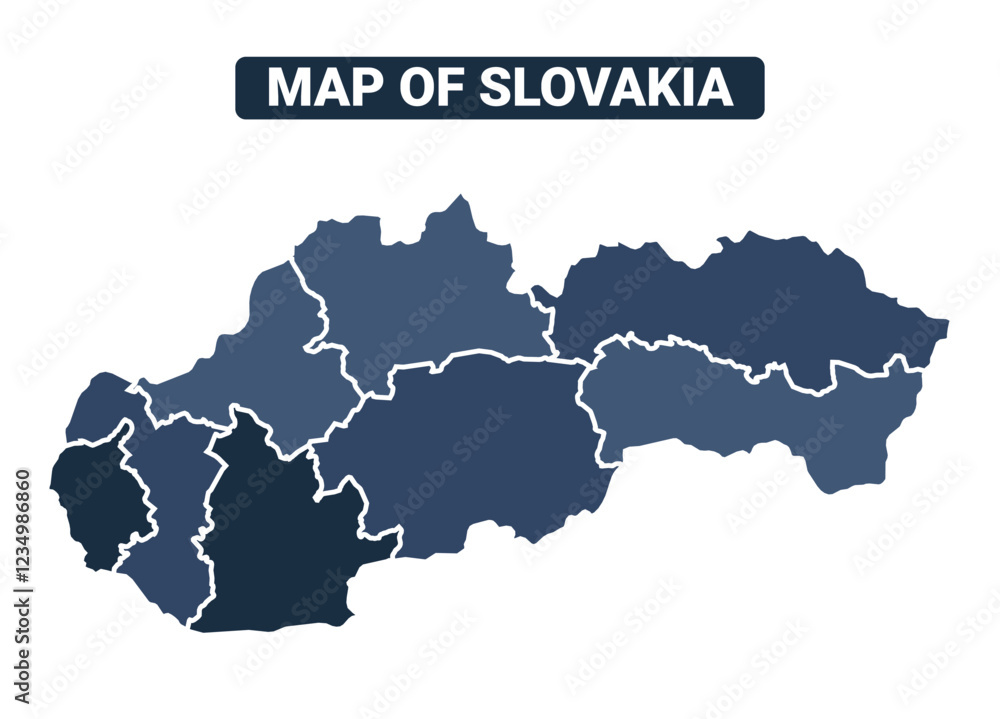 Map of Slovakia political map regions vector illustration Map of Slovakia political map regions vector illustration