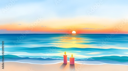 Beautiful Beach Landscape with Turquoise Water. Generative AI 