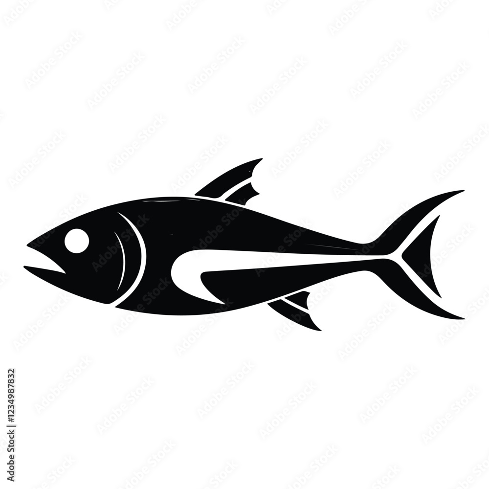 Obraz premium Fish vector silhouette design on white background