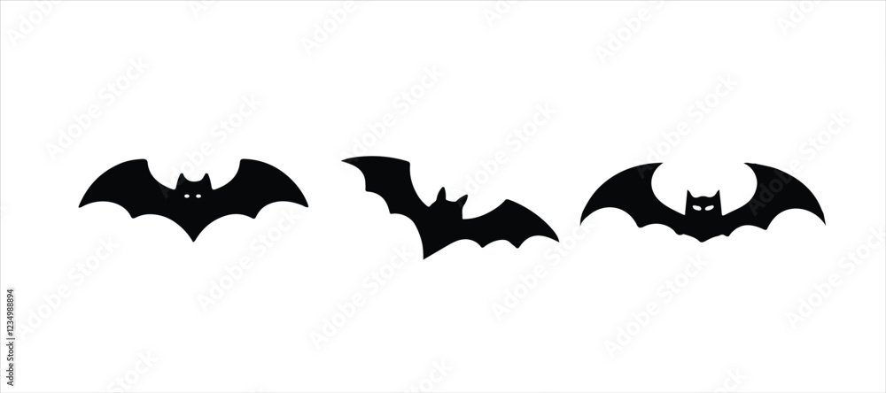 Fototapeta premium Bats vector set on white background. bat illustration icon.