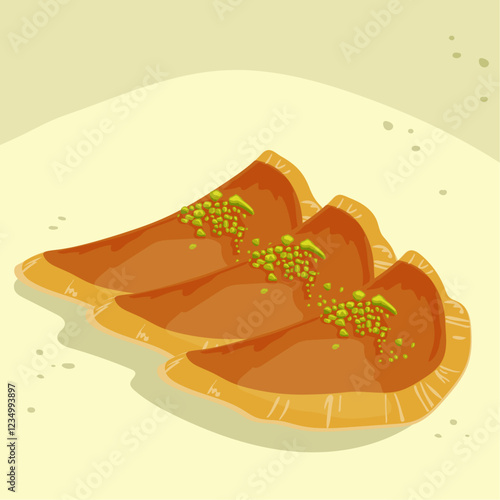 qatayef, Traditional dessert for Ramadan. Vector illustration.