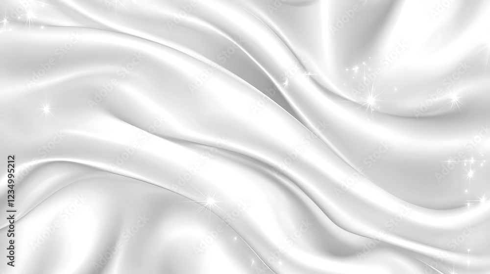 Fototapeta premium Elegant White Silk Drapery with Sparkling Lights