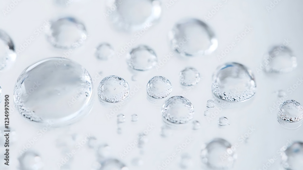Crystal clear water droplets on a smooth surface Crystal clear water droplets on a smooth surface