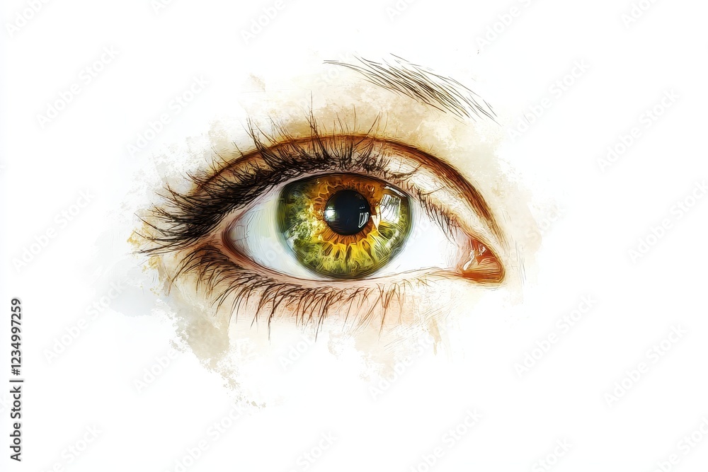 Artistic Watercolor Rendering Of A Human Eye Artistic Watercolor Rendering Of A Human Eye