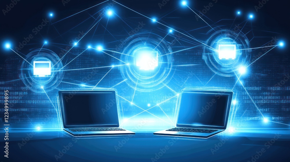 Two Laptops Connected in a Digital Network System Two Laptops Connected in a Digital Network System