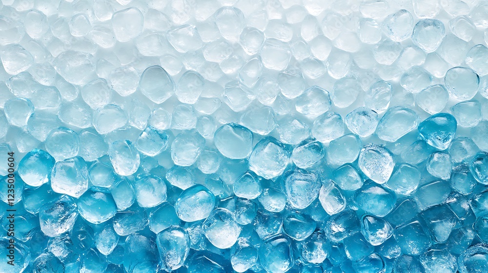 A gradient of blue ice cubes arranged closely together A gradient of blue ice cubes arranged closely together