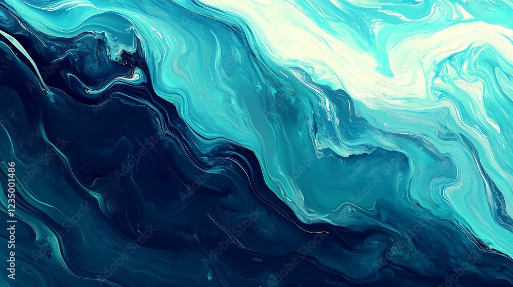 Abstract Teal and Blue Swirling Paint Design Abstract Teal and Blue Swirling Paint Design