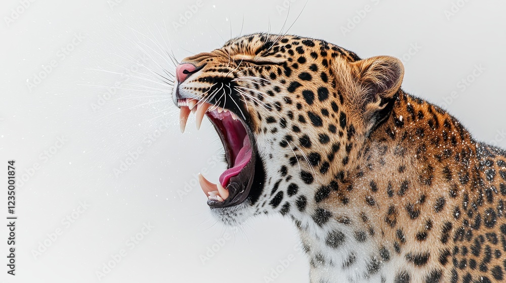 Obraz premium Majestic Leopard Roaring with Intense Expression and Powerful Presence