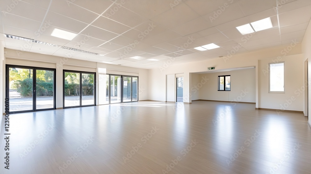 Obraz premium Spacious Modern Indoor Venue with Open Floor Plan and Ample Natural Lighting : Generative AI