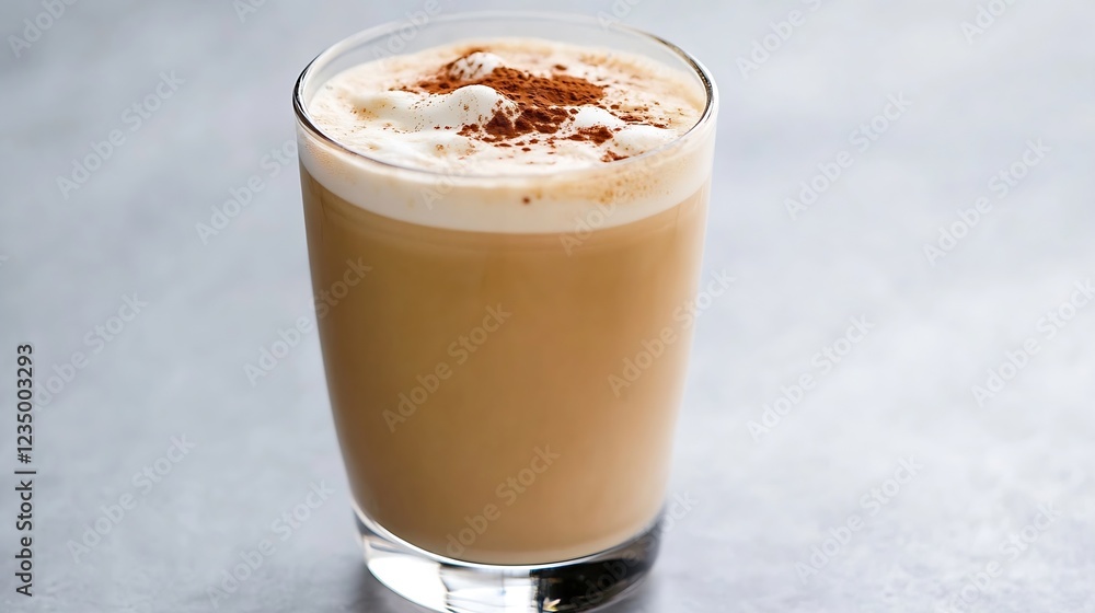 Creamy Cinnamon Cappuccino in Glass Against a Light Background : Generative AI Creamy Cinnamon Cappuccino in Glass Against a Light Background : Generative AI