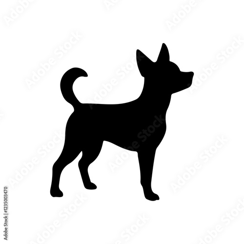 Black standing chihuahua dog silhouette icon flat vector illustration design.
