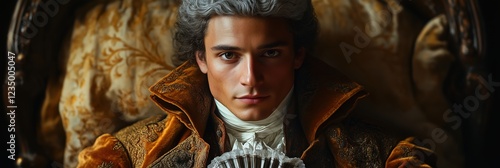 Young giacomo casanova posing with a fan, celebrating 300 years from his birth