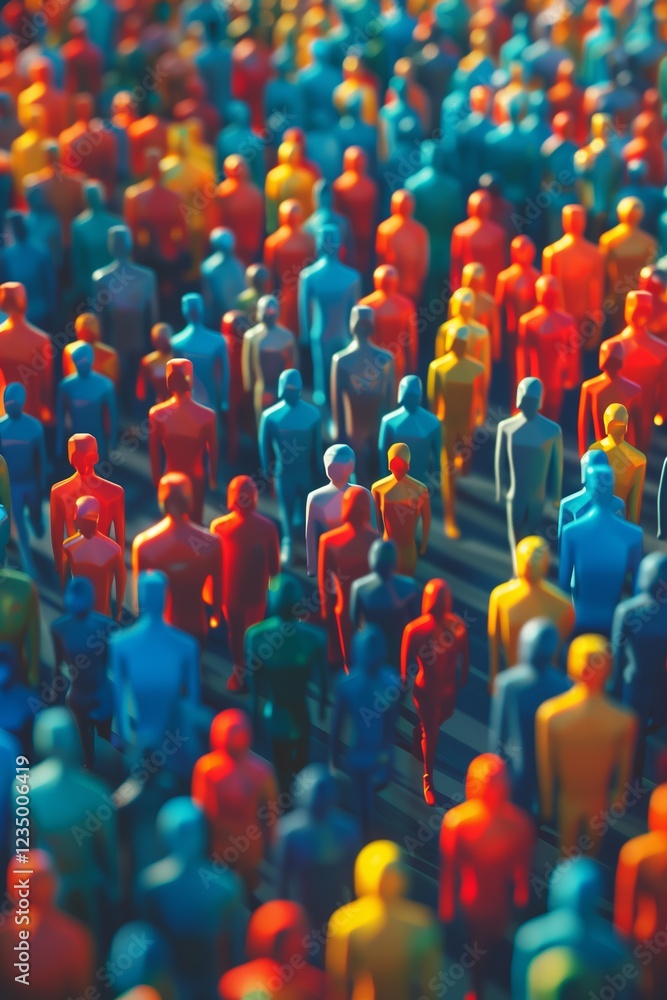 Obraz premium Colorful plastic figures representing a diverse crowd in vibrant hues.