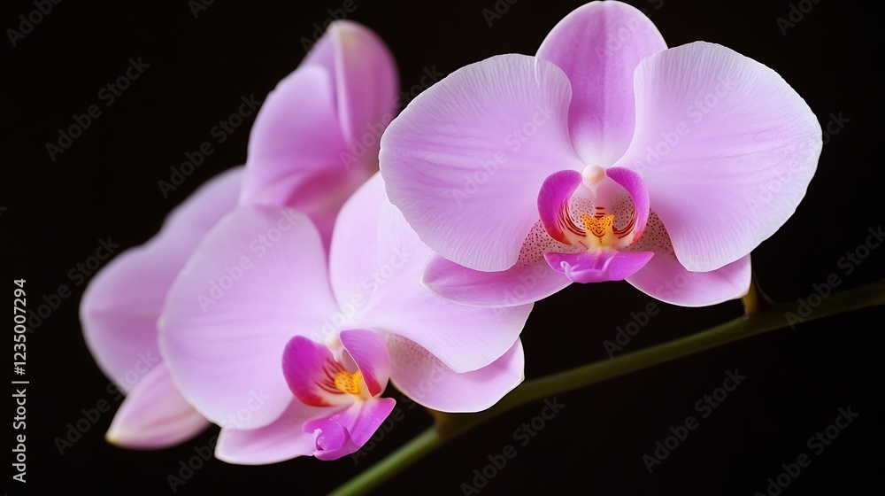 Obraz premium Beautiful Pink Orchids in Full Bloom with Soft Petals on Dark Background : Generative AI