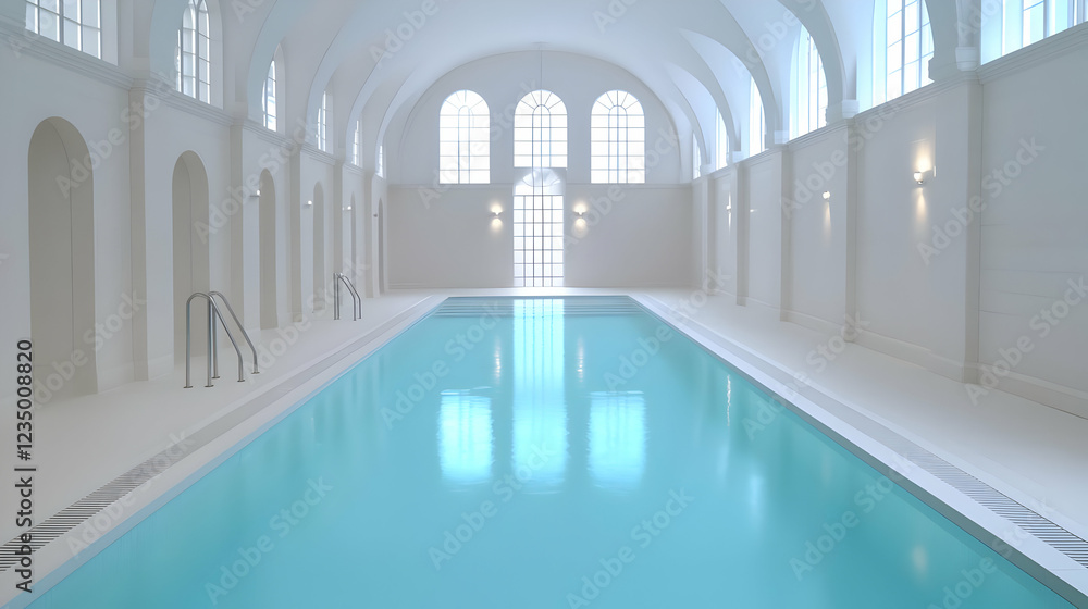 Obraz premium Tranquil indoor pool in a white spa