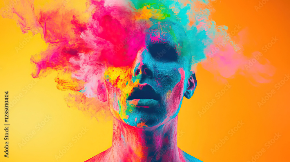 A Portrait Featuring a Stunning Explosion of Vibrant Colors with Unique Abstract Effects A Portrait Featuring a Stunning Explosion of Vibrant Colors with Unique Abstract Effects