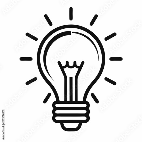 Simple Black Line Art Lightbulb Icon Representing Inspiration