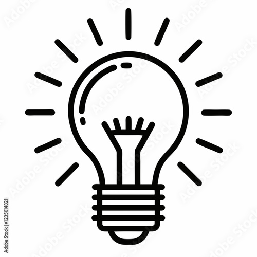 Simple Black Line Art Lightbulb Icon Representing Inspiration