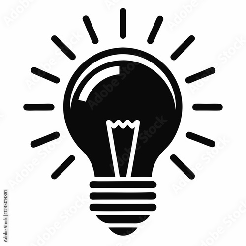 Simple Black Line Art Lightbulb Icon Representing Inspiration