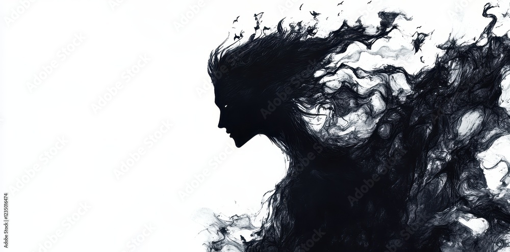 Dark Figure Transforms Into Inklike Abstract Form Dark Figure Transforms Into Inklike Abstract Form