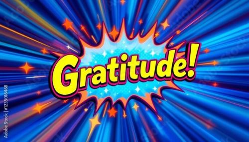 Wallpaper Mural Vibrant gratitude burst with radiant stars and retro comic book styling Torontodigital.ca