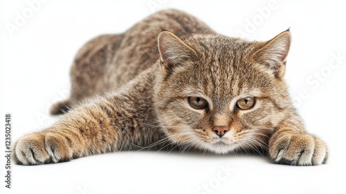 Wallpaper Mural Playful Tabby Cat Lying Down with Stretching Paws and Curious Eyes Torontodigital.ca