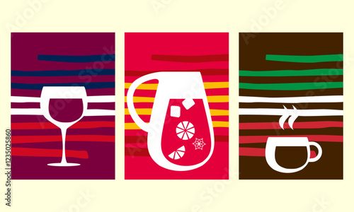 Iconic drinks in the colors of the countries' flags