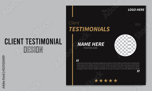 Client Testimonial Design. Creative client review design, Modern black client testimonial design, Unique customer feedback, Social media post design