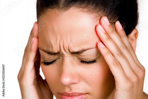 Wallpaper Mural Woman feeling strong headache, brain pain, migraine, healthcare and medical concept Torontodigital.ca