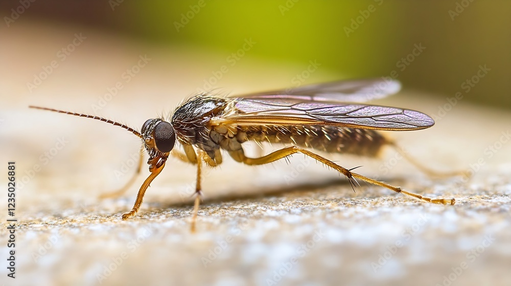 Close Up of Brown Leafhopper on Stone Surface in Natural Environment : Generative AI Close Up of Brown Leafhopper on Stone Surface in Natural Environment : Generative AI