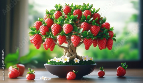 The Bonsai Strawberry Tree Where Serenity Meets Sweetness 
 photo