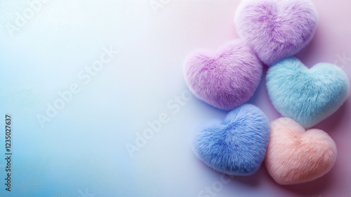 Soft Fur Hearts in Pastel Blue and Lavender