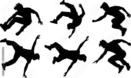 Parkour style set silhouette illustration