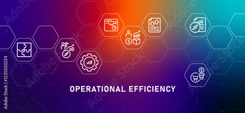 Operational Efficiency gradient header strategy company efficient source development corporate planning process finance organizing work management icon design