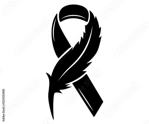Breast cancer ribbon feather hope concept isolated illustration