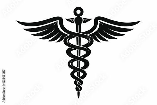 caduceus medical symbol on a black background