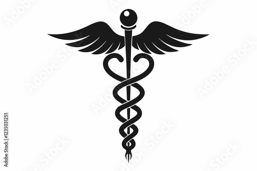 caduceus medical symbol on a black background