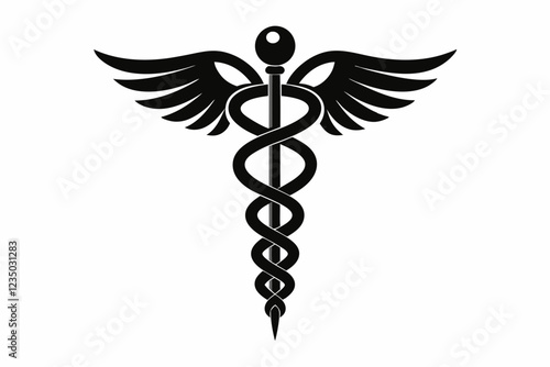 caduceus medical symbol on a black background