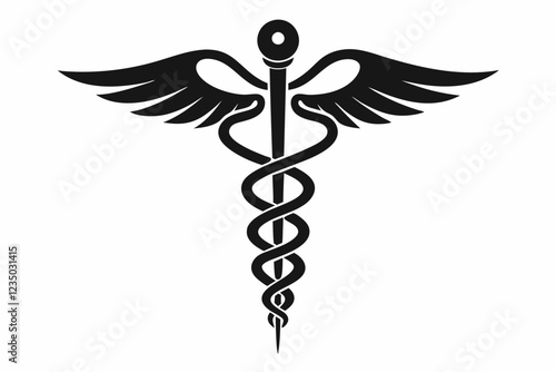 caduceus health symbol asclepius wand icon