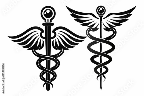 caduceus health symbol asclepius wand icon